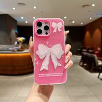 Coque antichoc de haute qualité pour 17promax, étui de téléphone portable en TPU rose avec paillettes électro-plaquées, diamants et papillons, protection de l'appareil photo