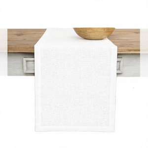 En gros Chemin de table vintage personnalisable en lin 100% naturel 14 x 72 pouces avec ourlet festonné pour commode, salle à manger, mariage, écologique - Product Image 2