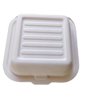 Desechables de 6x6 pulgadas bagazo de caña hamburguesa caja de almuerzo de contenedor de alimentos - Product Image 5