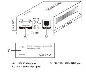 Convertidor de Medios de Fibra Óptica Monomodo Gigabit de 2 Puertos 10/100/1000M 20KM SC - Product Image 3