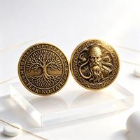 Pièce de collection Viking Arbre de Vie Yggdrasil, Guerrier Nordique, en métal émaillé dur, électroplaqué, gravée double face, jeton de poche