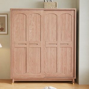 Modern <b>Wardrobe</b> Ash Wood Sliding Door <b>Large</b> Capacity Bedroom Storage - Product Image 2