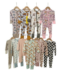 Impression personnalisée motif usine 95% bambou nouveau-né infantile enfant en bas âge vêtements plier Footie garçon filles combinaison bambou bébé barboteuse - Product Image 1