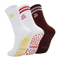 Chaussettes de yoga en coton tricoté pour femmes avec logo personnalisé, antidérapantes, respirantes, douces, chaussettes de Pilates, broderie personnalisée, chaussettes de yoga avec grip