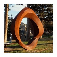 Art Grande Taille Extérieur Creative Design Corten Steel Leaves Sculpture Décorative fleur rouillée métal statue de jardin personnalisée