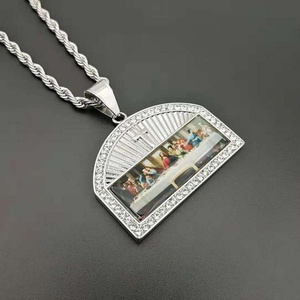 Pendentif en acier inoxydable pour peinture à l'huile, collier croix de Jésus, supports vierges pour bijoux par sublimation - Product Image 2