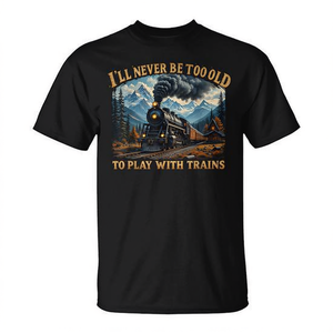 Camiseta Retro I'll Never Be Too Old To Play With Trains, unisex, para adultos, manga corta, cuello redondo, serigrafía - Product Image 2