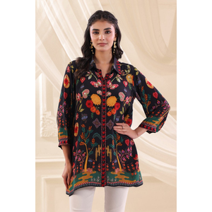 Camisa Túnica Moderna para Mujer con Estampado Floral Inspirado en la Naturaleza, Elegante y Casual para Oficina, Blusa de Moda - Product Image 1