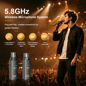 Système de microphone sans fil XLR 5,8 GHz noir, portée 100 pieds, émetteur et récepteur, <span class=keywords><strong>pour</strong></span> microphones dynamiques et table de mixage audio, vente en gros - Product Image 2