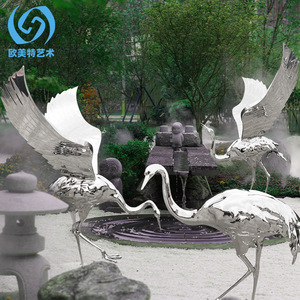 Stainless Steel Crane Sculpture Mirror Finish Contemporary Outdoor Floor Mount Garden Hotel Decor - Product Image 5