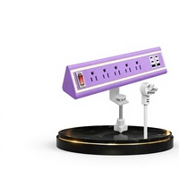 Schreibtisch-Klemmsteckdosenleiste mit Nachtlicht, Steckdosenleiste mit 5 AC-Steckdosen, USB-C, USB-A, schnelles Laden mit Schalter