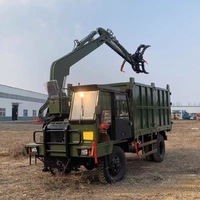 Camion à benne basculante diesel, à quatre roues motrices, à quatre essieux, avec grappin embarqué, véhicule de transport, grappin à bois