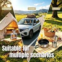 Ensemble de 18 ustensiles de cuisine pour deux personnes, en acier inoxydable, antiadhésif, écologique, durable, pour le camping, compact et portable