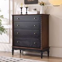 Meuble de rangement multifonctionnel en bois massif de style rétro français à quatre tiroirs pour salon, petit appartement, côté canapé