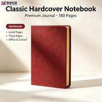 Cuaderno Clásico de Tapa Dura, 180 Páginas Rayadas, Diario Premium para Oficina y Escuela, Cubierta de Imitación Cuero Roja
