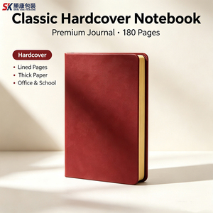 Carnet classique à couverture rigide 180 pages lignées Journal de qualité supérieure pour le bureau et l'école Couverture en simili cuir rouge - Product Image 1