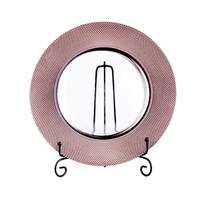 Assiettes de présentation décoratives en verre doré 33 cm, écologiques, rondes, de luxe, pour mariages et événements, vente en gros