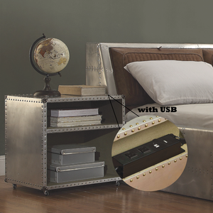Mesa de Noche de Aluminio Brancaster con Puerto USB y Estante de Almacenamiento - Product Image 5