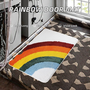 Creative Rectangle Anti-Slip Reversible Door Mat Washable <b>Cushioned</b> Floor Mats Geometric Pattern Home Bedroom Entrance - Product Image 2