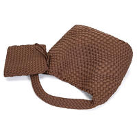 Tas Anyaman Neoprene Tas Jinjing Anyaman Dompet Wanita Tas Selempang Pegangan Atas Tas Tangan Karet Kloroprena dengan Tas Kecil