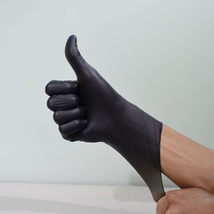 Gants jetables en nitrile noirs, bouts texturés antidérapants, poignet élastique, sans poudre, sans latex, usage général - Product Image 4
