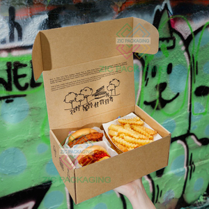 Preço de fábrica Venda quente de alimentos para viagem personalizados Kraft Entrega doméstica Eco Hambúrguer Embalagem Caixas de papel - Product Image 3