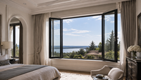 Ventana Abatible Moderna de Aluminio con Rotura de Puente Térmico, Eficiente Energéticamente, Aislamiento Térmico, Doble Acristalamiento Templado Low-E 6063 T5 para Villa