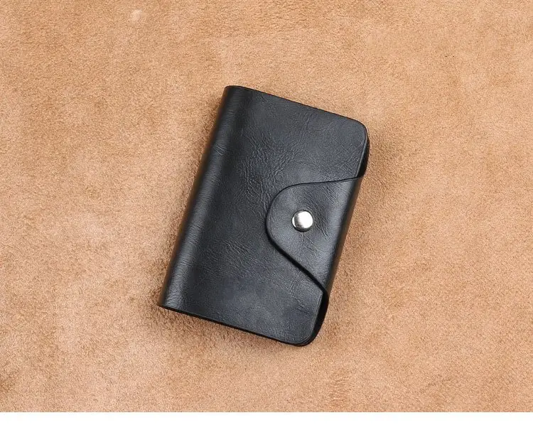 Vente en gros porte-carte d'identité de Business porte-carte de crédit Atm couverture en cuir Pu boîte de rangement de carte carrée étanche avec métal rose noir