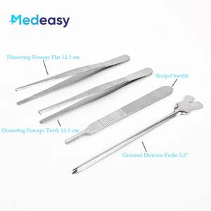 Hochwertiges 13-teiliges chirurgisches Basic Minor Surgery Kit mit chirurgischen Instrumenten Pinzette Schere Nadelhalter Set für das Training - Product Image 4