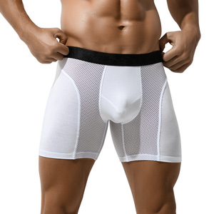 FF3986 Plus Size Anti-abrasion Legs No Ride-up Boxer <strong>Briefs</strong> <strong>Men's</strong> Sports Underpants Breathable Mesh Boxer Shorts - Product Image 1