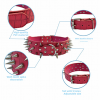 Großes Hundehalsband mit Nieten und Tiermuster Wolfszahn-Design aus PU-Leder, Atmungsaktiv & Langlebig, Verstellbares Haustierhalsband für Große Hunde