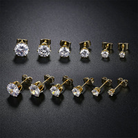 Boucles d'oreilles clous Gaby style populaire en acier inoxydable avec zircon cubique transparent pour piercing