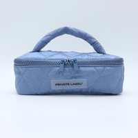 Bolsa de Cosméticos Acolchada de Moda al por Mayor, Neceser con Logotipo Personalizado, Organizador Suave con Cremallera, Bolso de Maquillaje con Asa