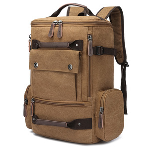 Mochila de lona vintage caqui de ocio barata uso múltiple Mochila deportiva grande de viaje mochila escolar - Product Image 1