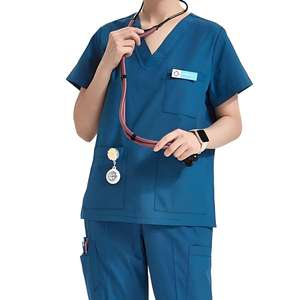 Ensemble de travail pour barbier en polycoton, style pantalon cargo, inserts en maille, col mandarin, multi-poches, résistant aux taches pour barbiers - Product Image 3