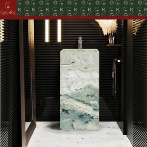 Lavabo a colonna rettangolare freestanding GOLDKING in marmo Verde Guatemala, stile moderno chic per <span class=keywords><strong>bagno</strong></span> residenziale, verde chiaro, OEM - Product Image 2