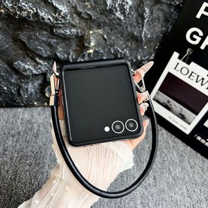Funda Magnética para Teléfono con Función de Cordón, Piel Vegana, Carcasa Rígida de PC para Samsung Galaxy <span class=keywords><strong>Z</strong></span> Flip 7 6 5 /<span class=keywords><strong>Motorola</strong></span> <span class=keywords><strong>Razr</strong></span> 60 - Product Image 4