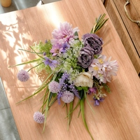 Bouquet de fleurs artificielles violettes CF01197A avec marguerite, gerbera, pivoine, jonquille, arrangement floral de 40 cm pour la décoration de la maison et des mariages