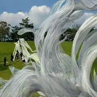 Prop Pernikahan, Pita Organza untuk Dekorasi Pernikahan, Latar Belakang Model Gelombang, Dekorasi Latar Acara Pesta, Tata Letak Jendela, Pita Seni dari Benang