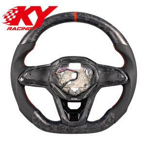 Volant en cuir en fibre de carbone forgé mat personnalisé pour Volkswagen Golf 8 MK8 R, compatible avec Vw MK5 MK6 MK7 Polo GTI Scirocco - Product Image 1