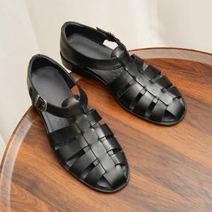 Chaussures en cuir pour hommes, style nouveau et tendance, talon plat décontracté, sandales tendance et respirantes pour hommes, chaussures pour hommes à bout rond - Product Image 2