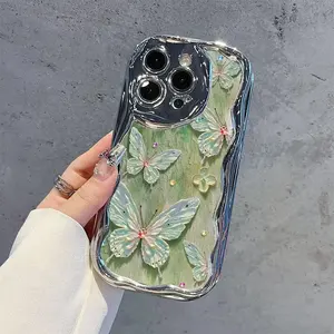 <span class=keywords><strong>Coque</strong></span> de téléphone en <span class=keywords><strong>silicone</strong></span> souple papillon pour <span class=keywords><strong>iPhone</strong></span> 14 Pro Max 15 11 12 13 XR 8 7 Plus X XS <span class=keywords><strong>SE</strong></span> <span class=keywords><strong>2020</strong></span> 2022 finition galvanoplastie - Product Image 2