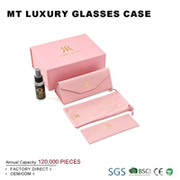 Étui à lunettes en cuir PU de haute qualité fait à la main, logo personnalisé, étuis à lunettes de soleil personnalisés, boîtes optiques haut de gamme, rectangulaires