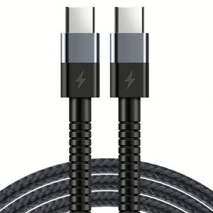 สายชาร์จไนลอนแบบ Type C-Type C รองรับการชาร์จเร็ว 20W สายดาต้า USB-C สำหรับสมาร์ทโฟน - Product Image 2
