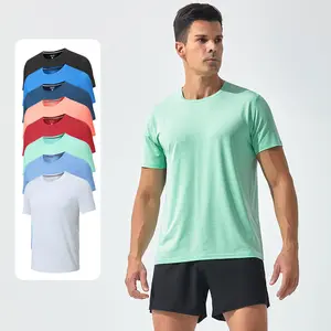 Sıcak satış yaz polyester spandex spor fit gömlekler özel logo spor atletik eğitim t-shirt