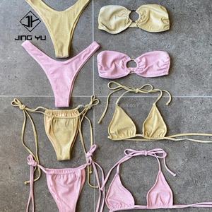 Traje de Baño Bikini Brillante Metálico Personalizado, Tejido Brillante Lurex, Bikinis Sexys 2024 - Product Image 5