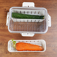 Boîte de rangement pour légumes de réfrigérateur avec passoire amovible, bac organisateur en plastique pour la fraîcheur des fruits, conteneur de garde-manger