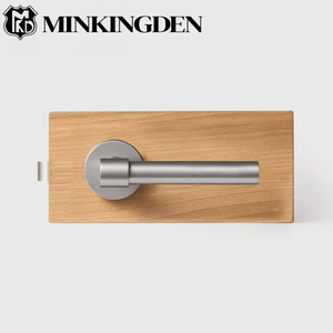 Poignée de porte minimaliste en laiton massif, standard américain, <span class=keywords><strong>avec</strong></span> serrure à levier à mortaise pour passage et intimité, <span class=keywords><strong>avec</strong></span> clés, finition nickel brossé - Product Image 1