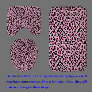 Chic African Wildlife 4PCS Set Pink Leopard Print Cortina de ducha Accesorios de baño Decoración para el hogar Incluye elementos de impresión de guepardo - Product Image 4