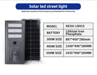 Ip66 300W 400W 500W Lampadaire Solaire Extérieur Étanche Puissant Applique Murale Avec Capteur De Mouvement Pour Jardin Garage Parking